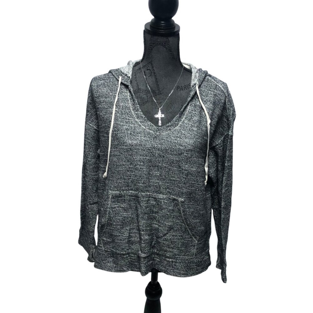 Max Studio Weekend Sweatshirt Womens Size Medium Black White Cotton Hoodie Comfy